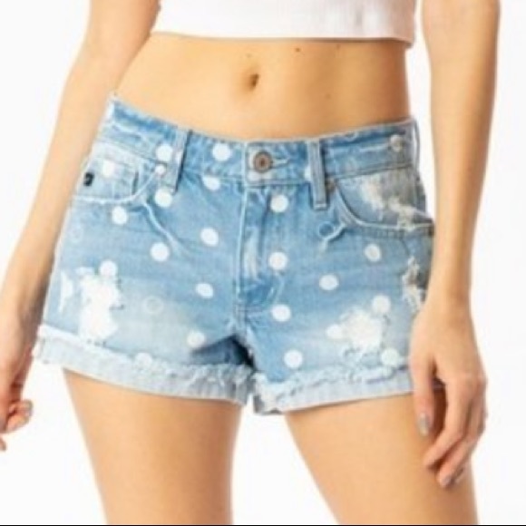 🔥KANCAN🔥POLKA DOT DENIM SHORTS - Picture 2 of 7